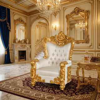 Palatial Grand Carved Armchair Gold