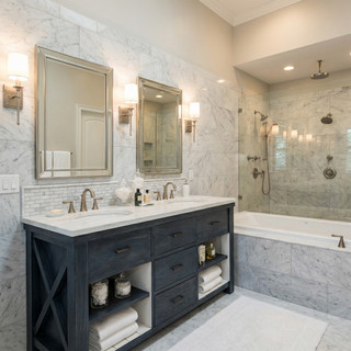 Customizable Double Bathroom Vanity with Marble Top 66 W Charcoal