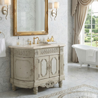 Essex Single Bathroom Vanity with Marble Top 48in Parchment
