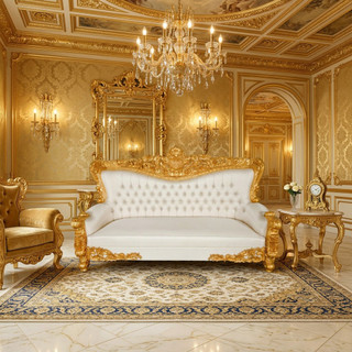 Palatial Grand Carved Sofa Gold