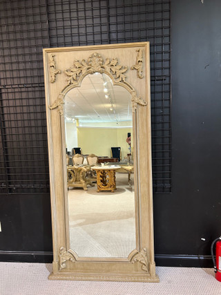 Grand Carved Mahogany Leaner Floor Mirror 46W x 94H