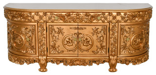 Palatial Grand Carved TV Media Console Gold