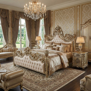 Platine Grand Carved King Bed Set of 3