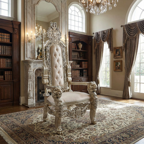 King Chair in Gold Leaf and Burgandy Velvet - AFD Home King Chair in Gold Leaf and Burgandy Velvet - AFD Home