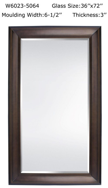 Mirror with Solid Dark Wood Frame 36x72 Mirror