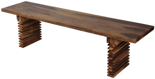 Mountain Studios Modern Sheesham Dining Bench 70 Inch Solid Wood, Organic, Rustic