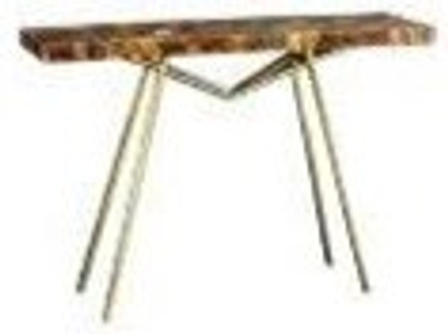 Console Table Agate Stone Joined With Resin With Stainless Legs In Brass Finish
