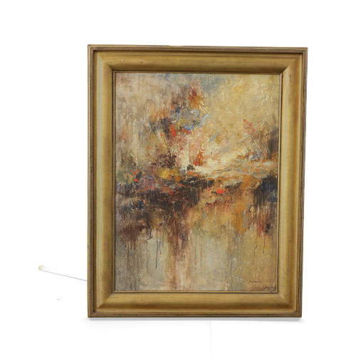 Golden Abstract Framed Oil Painting