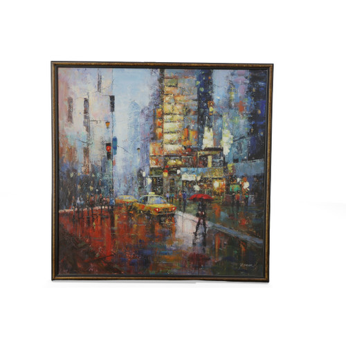 City Lights Framed Oil Painting