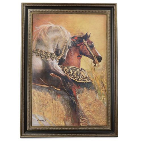 Two Horses Embellished Framers Choice Le Beau Canvas Art