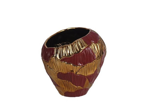 Coutoured Copper & Burgundy Medium Vase