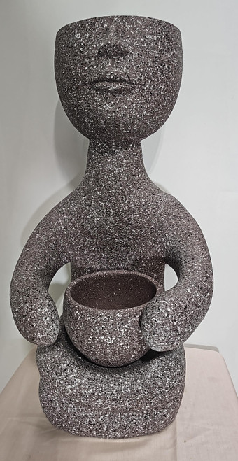 Medium Brown Form Planter With Face