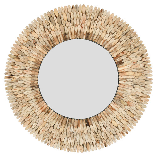 Authentic Natural Wood Round Mirror 47DIA x 2D