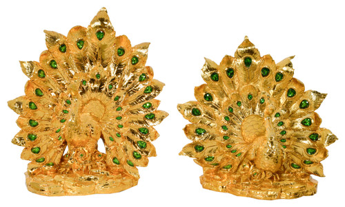 Set of 2 Gold Peacocks