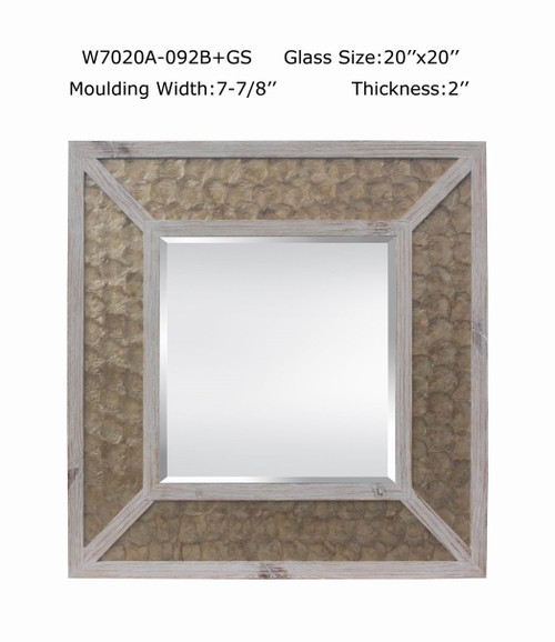 Urband Woods Mirror Natural Wood with Capiz 35W x 35H