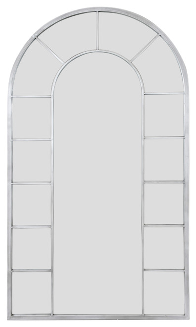 White Wash Arch Window Iron Mirror