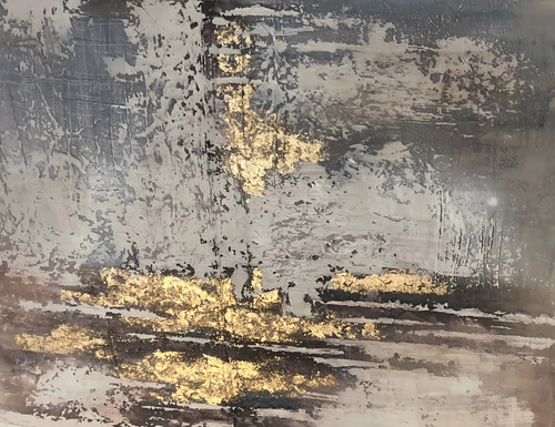 Gallery Wrap Grey and Gold Abstract Giclee 36x48