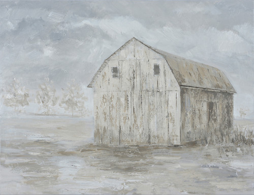 Gallery Wrap Gray and White Barn on Farm Giclee 36x48