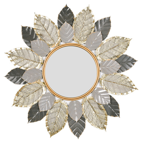 Fine Iron Filagree Leaf Wall Mirror 36Dia