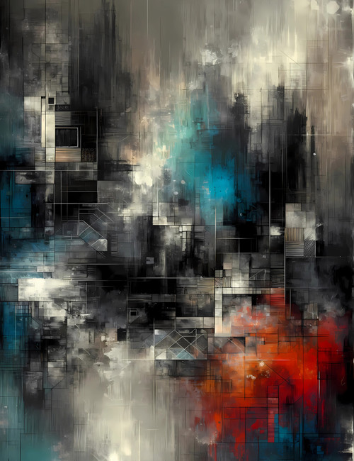 Blue and Gray Abstract Giclee 36x48