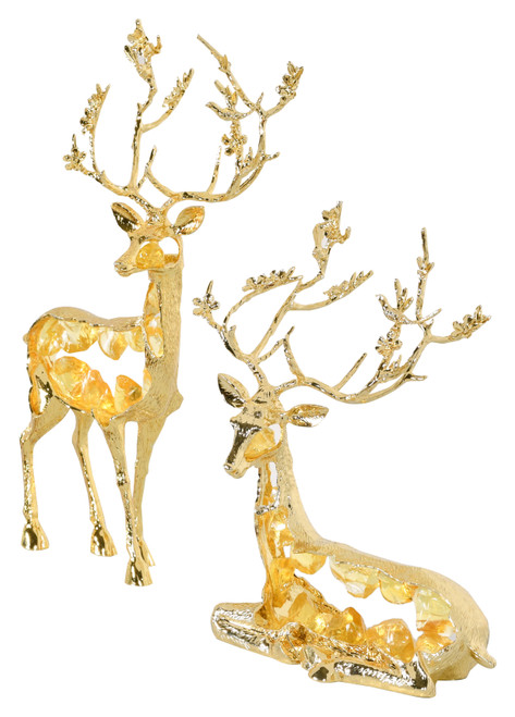 Golden Quartz Deers Set of 2