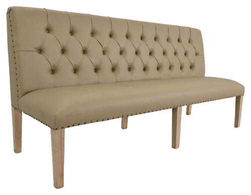 Inverness Farmhouse Bench with Faux Leather 84"W