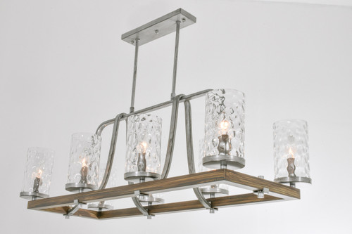 Rectangular 3 Crystal Wood Chandelier