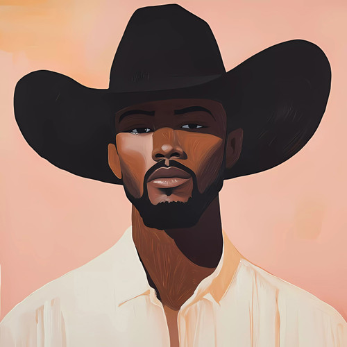 Cowboy with black Hat Giclee 40x40