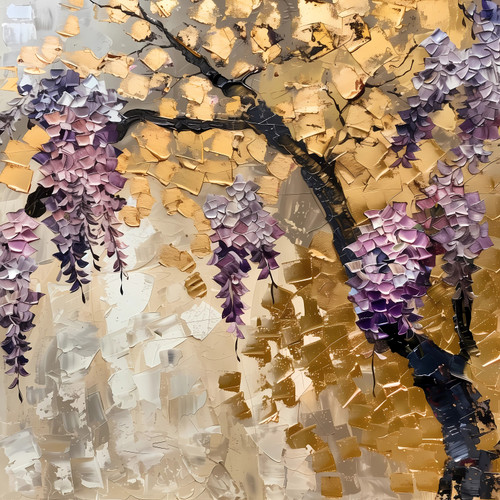Yellow and Purple Tree Giclee 40x40