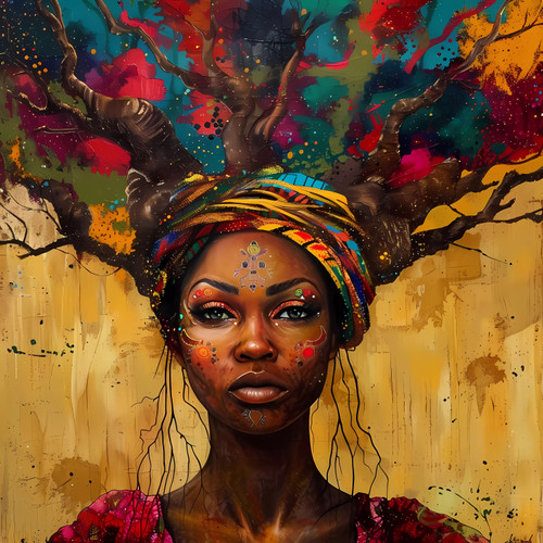 Woman with Headdress Giclee 40x40