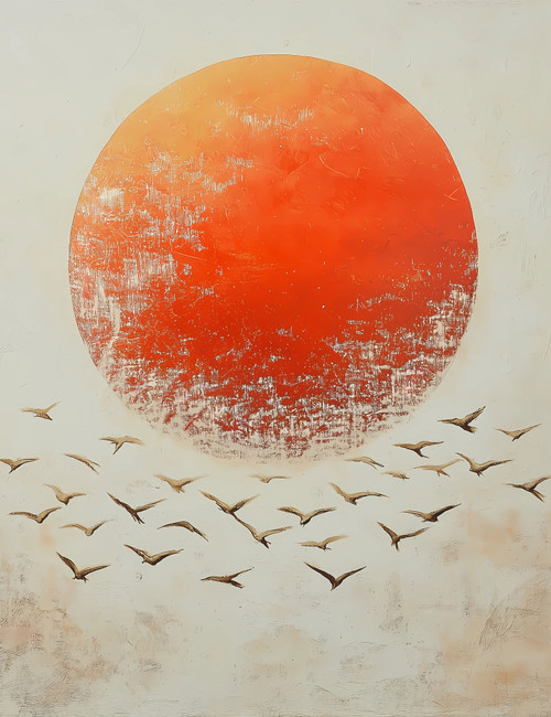 Sun with Birds Giclee 36x48