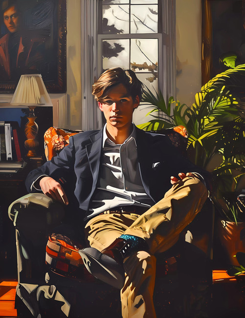 Man Sitting in Chair Giclee 36x48