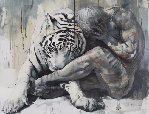 Black and White Tiger Giclee 36x48
