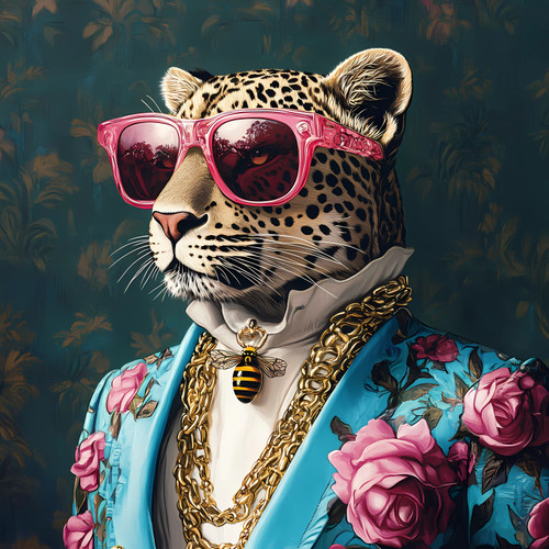 Cheetah in Suit  Giclee 40x40