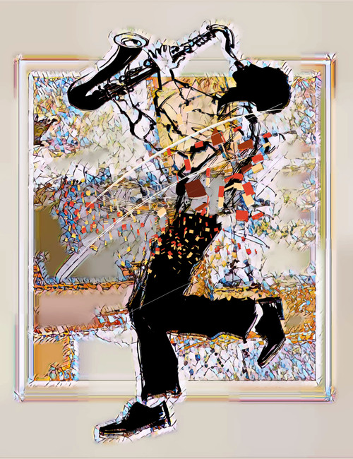 Modern Man Playing Saxophone Giclee 36x48
