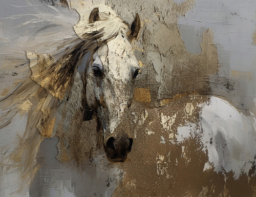 Gold and White Horse Giclee 36x48