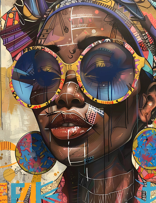 Striking Modern Girl Abstract Giclee 36x48