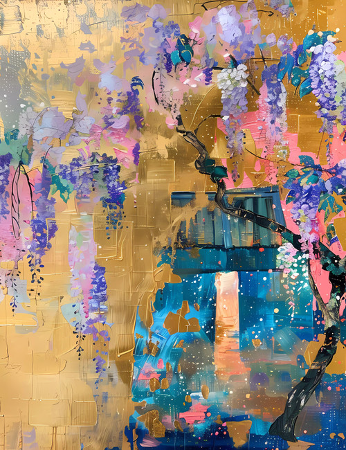 Unique Cherry Blossom Abstract Giclee 36x48