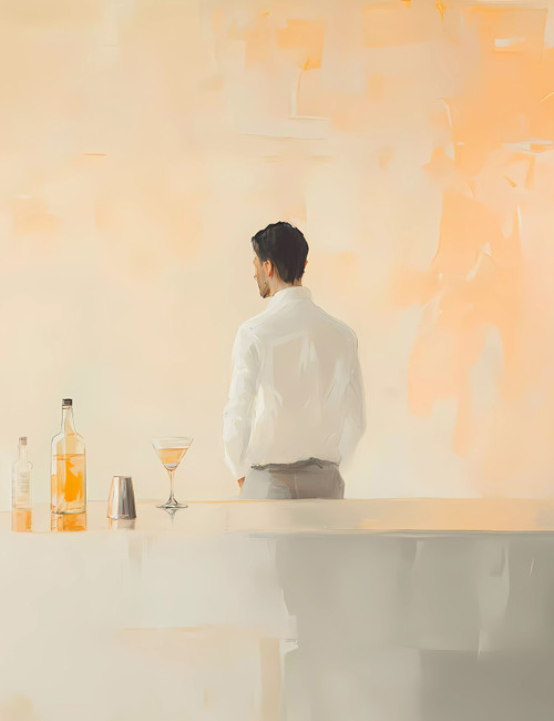 Back Champagne Portrait of a Man Giclee 36x48