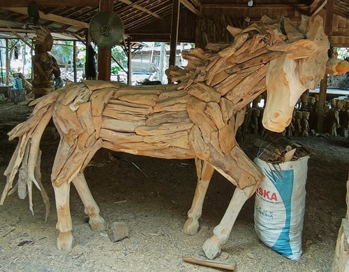 Handcrafted Life Size Teak Root Horse