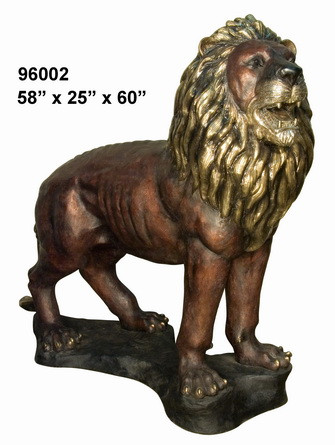 Bronze Lion Standing on Rock - Left