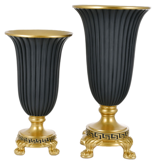 Black and Gold Ribbed Set of 2