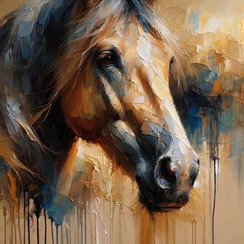 Orange Horse Face Giclee 40x40