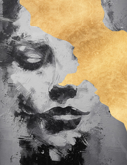 The Matrix Face Gold Leaf Giclee 36x48