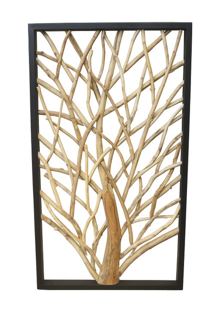 Teak Branch Wall Hanging  Medium Singe Branch 31.5"W x 2.5"D x 55"H