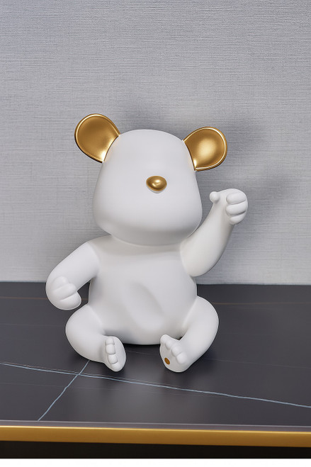 Bear Table Top Single Bottle Wine Holder White