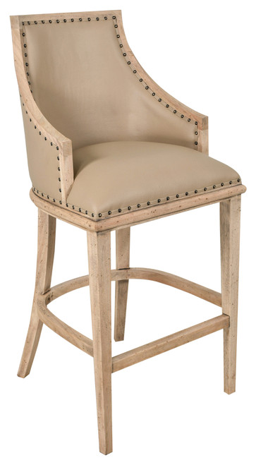Faux Leather Farmhouse Barrel Barstool