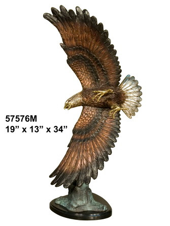 Bronze Eagle on Rock on Marble Base