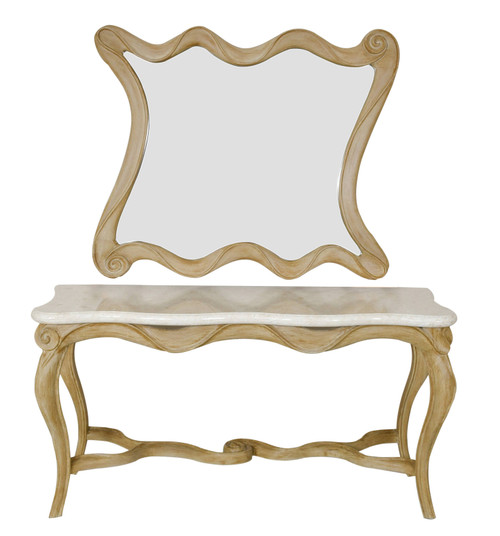 Ribbon Console with Marble Top and Wall Mirror Set of 2