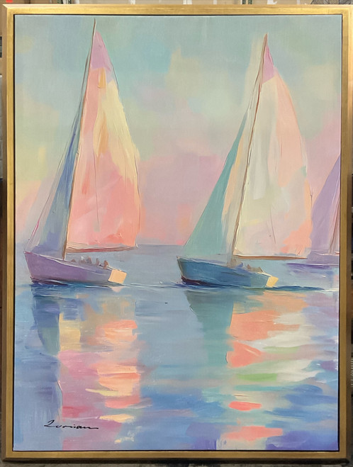 Framed Gold New Sailboats 5 Giclee 30x40